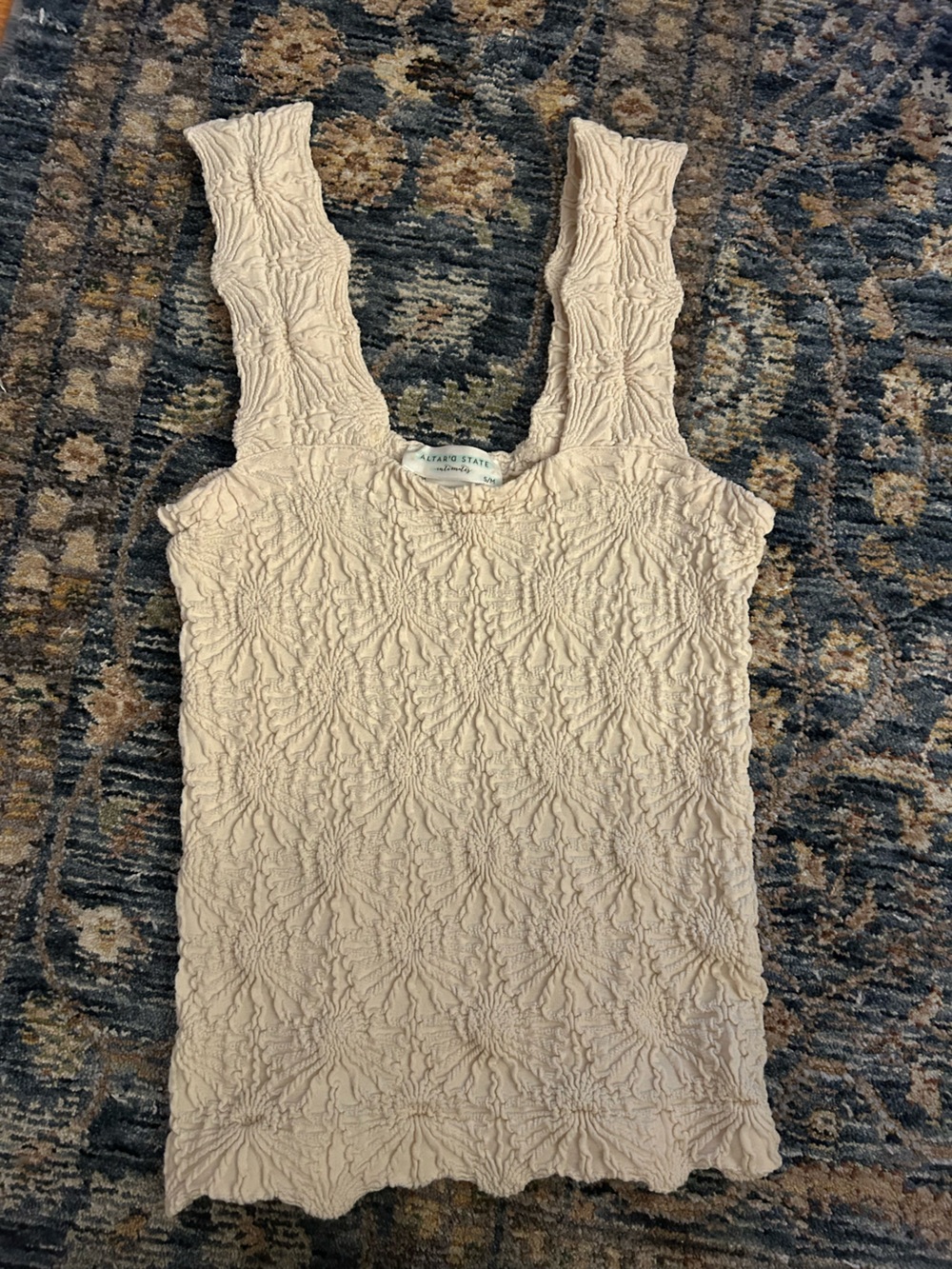 Altar'd State Cream Textured Square-Neck Tank